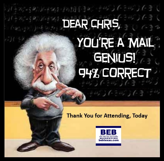 BEB Texas Marketing for Small Business TWO MAILS Class results - CHRIS